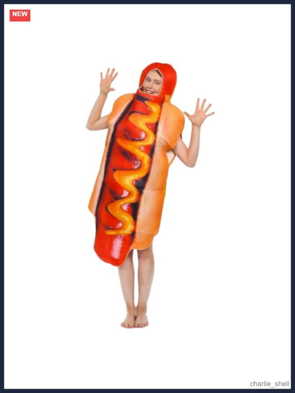 Unisex Adult Hot Dog Costume Polyester Jumpsuit Funny Halloween Party